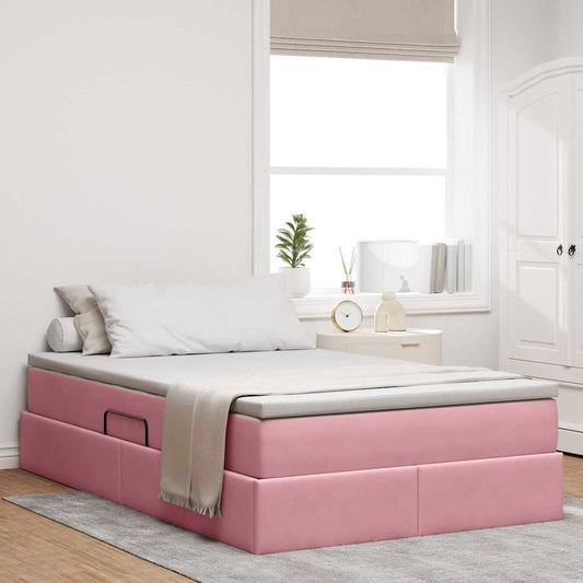 Letto con contenitore e materasso Rosa 120 x 200 cm Velluto | homemem39