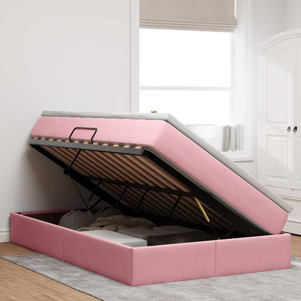 Letto con contenitore e materasso Rosa 120 x 200 cm Velluto | homemem39