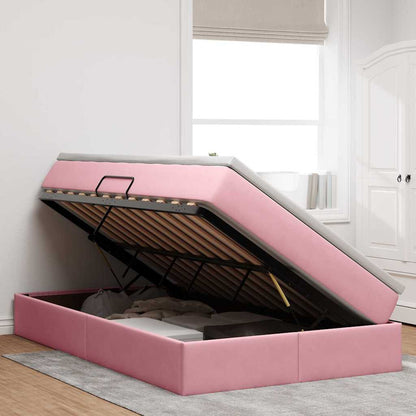 Letto con contenitore e materasso Rosa 120 x 200 cm Velluto | homemem39