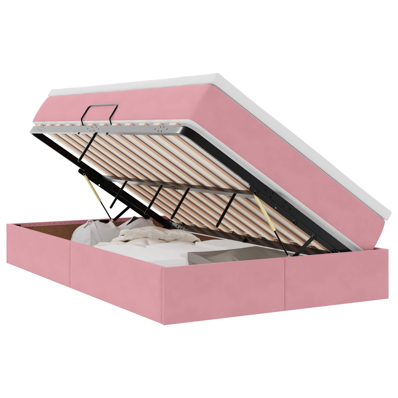 Letto con contenitore e materasso Rosa 120 x 200 cm Velluto | homemem39