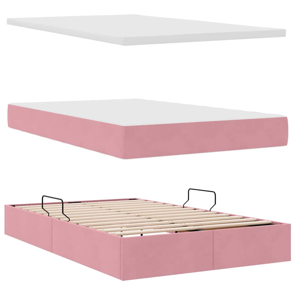 Letto con contenitore e materasso Rosa 120 x 200 cm Velluto | homemem39