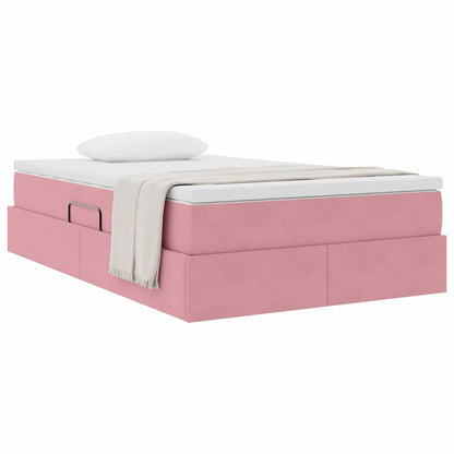 Letto con contenitore e materasso Rosa 120 x 200 cm Velluto