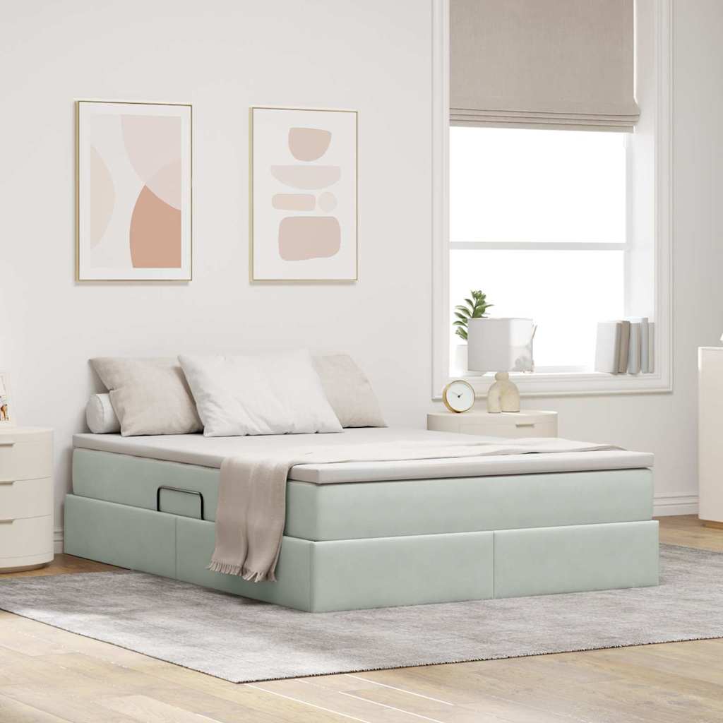 Letto con contenitore e materasso Grigio chiaro 140 x 190 cm | homemem39