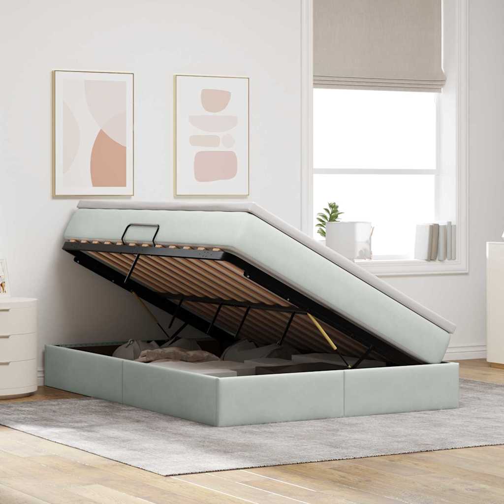 Letto con contenitore e materasso Grigio chiaro 140 x 190 cm | homemem39