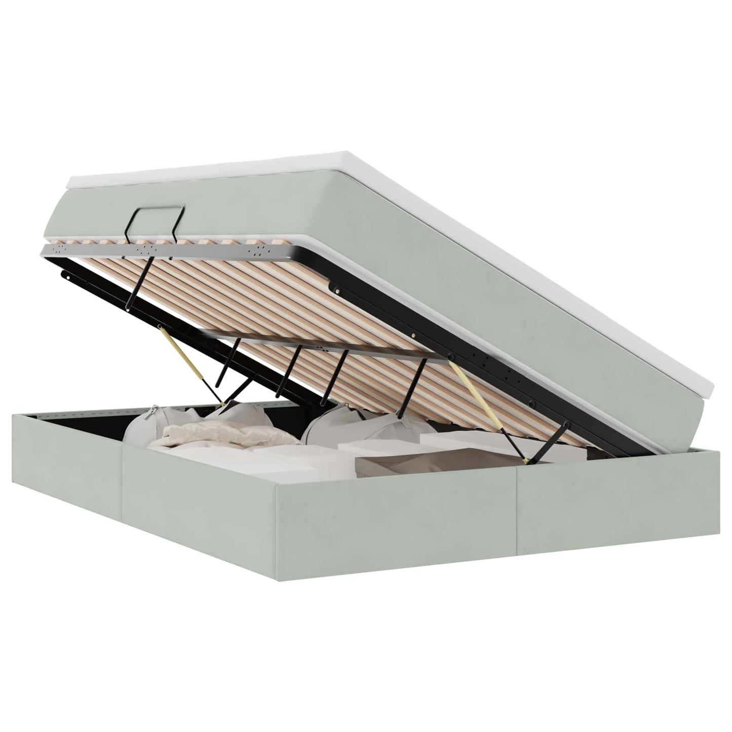 Letto con contenitore e materasso Grigio chiaro 140 x 190 cm