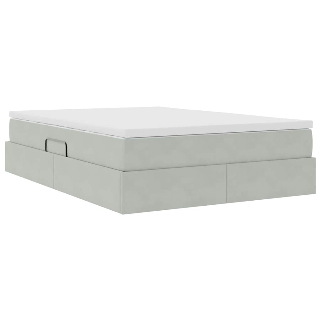 Letto con contenitore e materasso Grigio chiaro 140 x 190 cm | homemem39