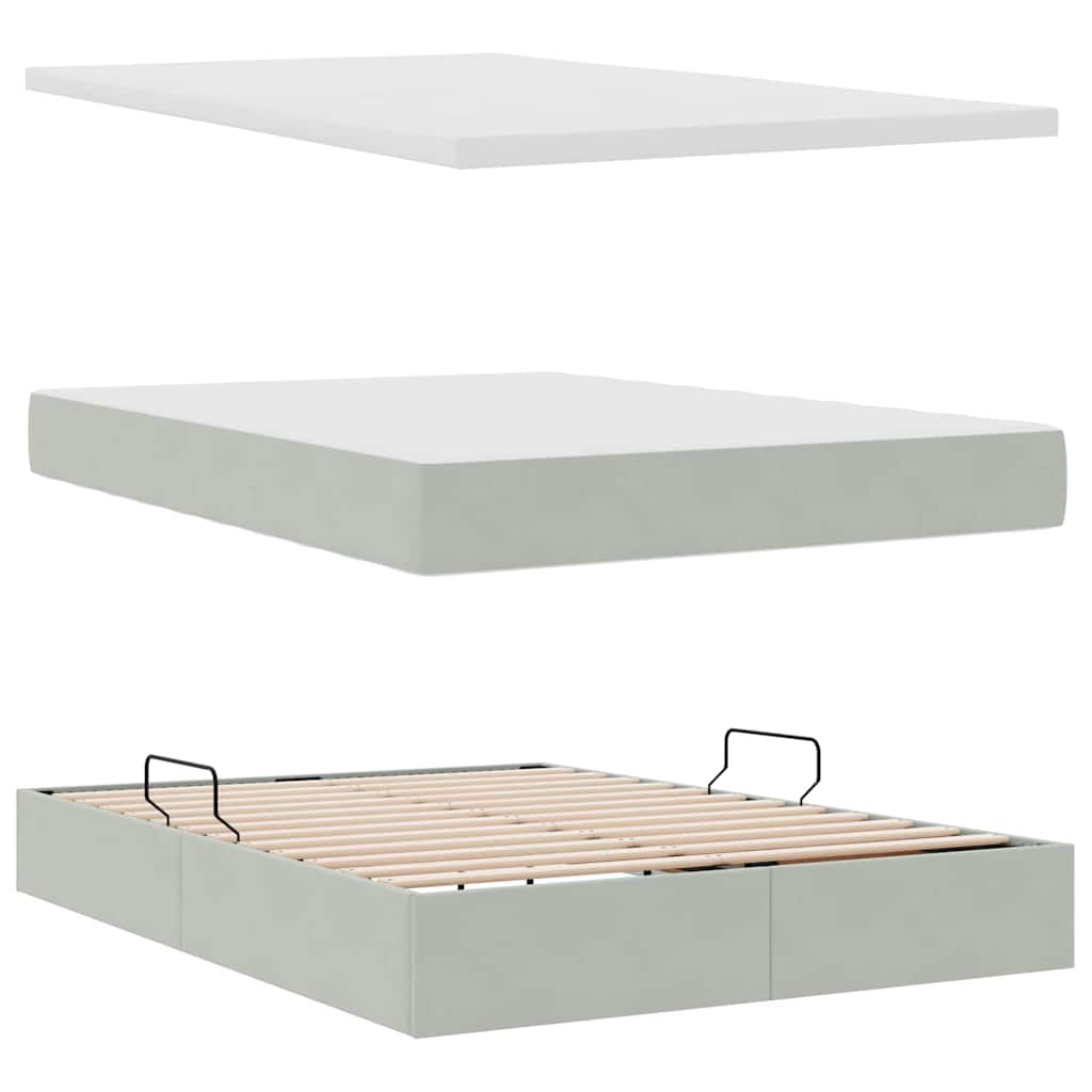 Letto con contenitore e materasso Grigio chiaro 140 x 190 cm | homemem39