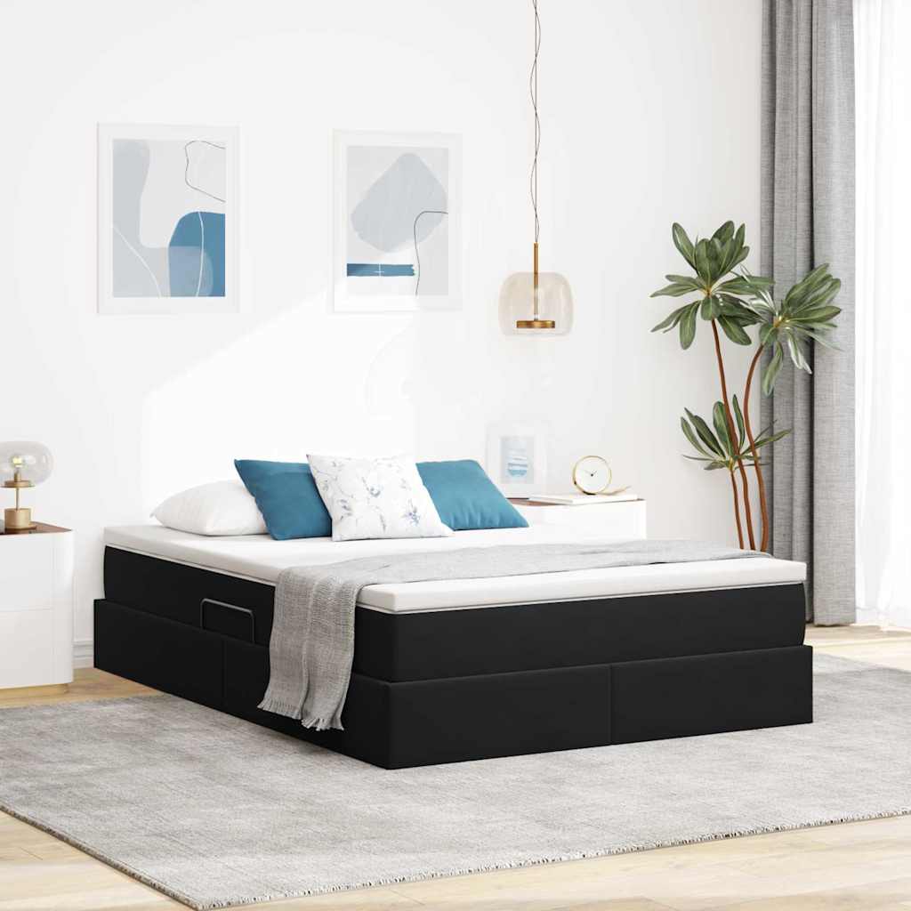 Letto con contenitore e materasso Nero 140 x 190 cm Velluto | homemem39