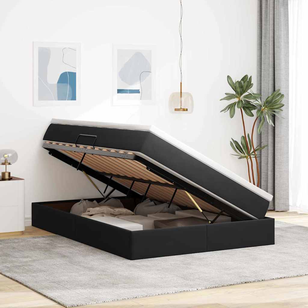 Letto con contenitore e materasso Nero 140 x 190 cm Velluto | homemem39