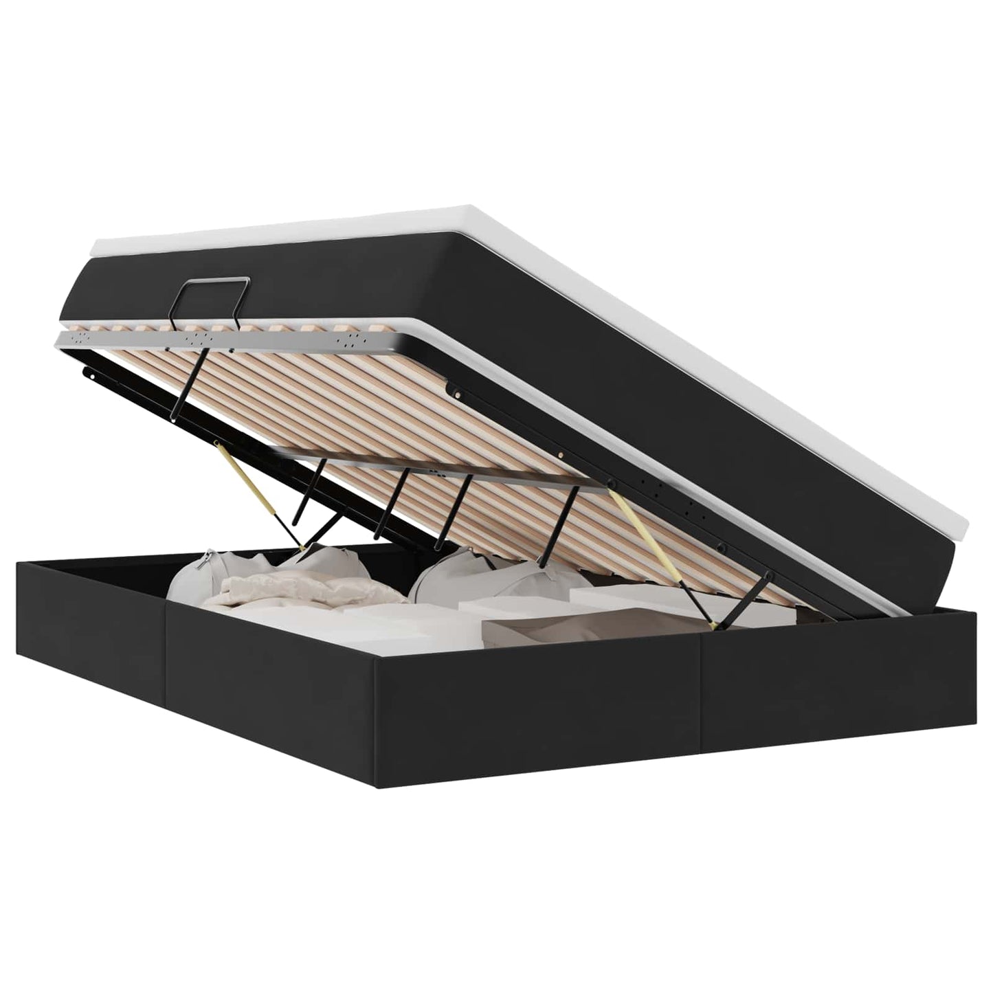 Letto con contenitore e materasso Nero 140 x 190 cm Velluto