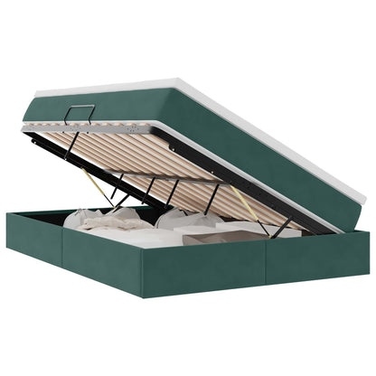 Letto con contenitore e materasso Verde Scuro 140 x 190 cm | homemem39