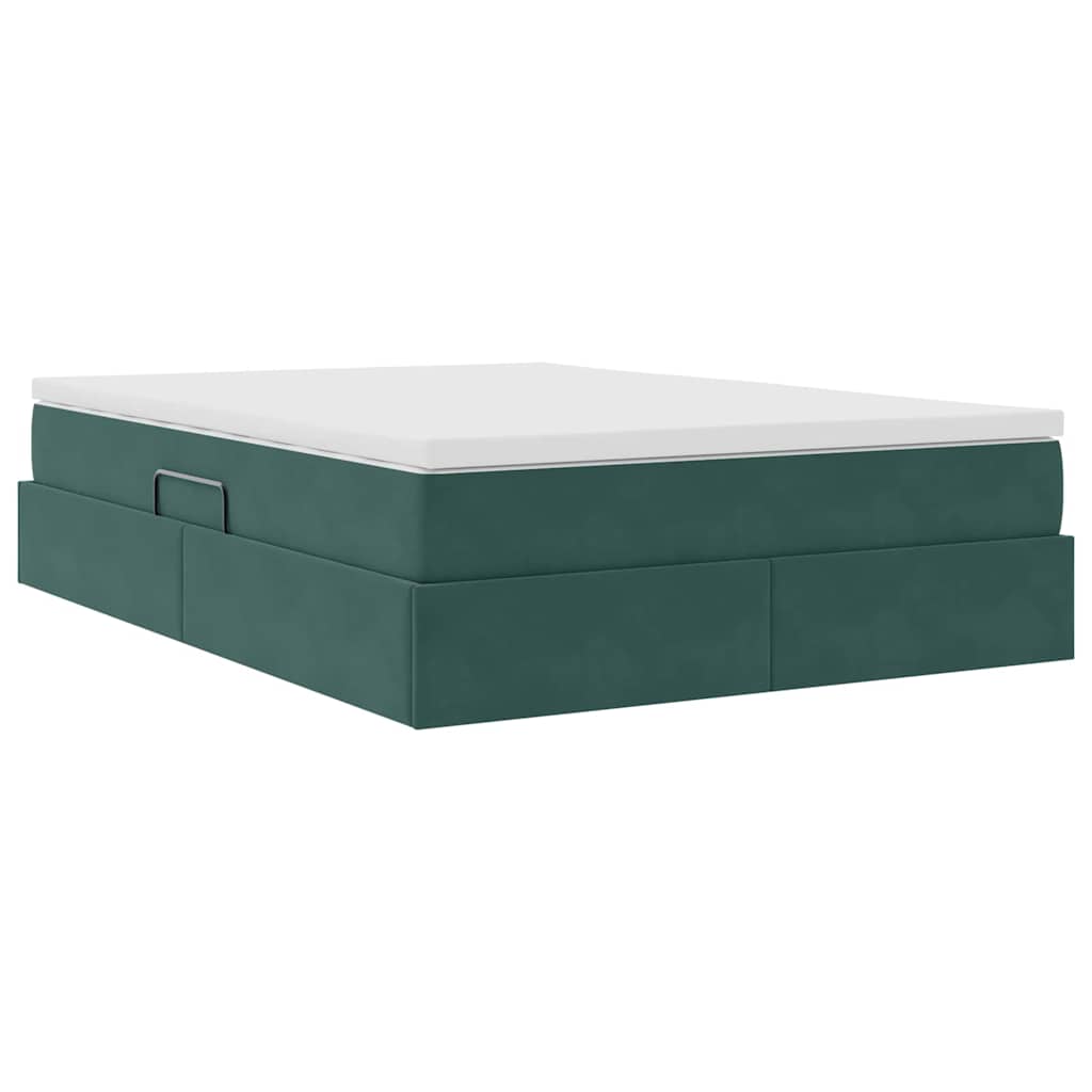 Letto con contenitore e materasso Verde Scuro 140 x 190 cm | homemem39