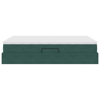 Letto con contenitore e materasso Verde Scuro 140 x 190 cm | homemem39