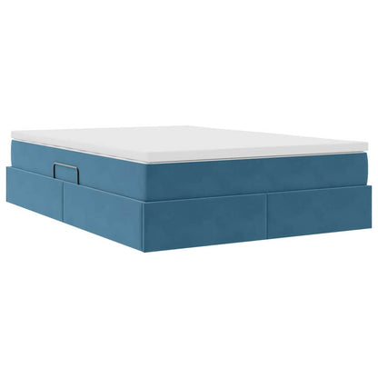 Letto con contenitore e materasso Blu Scuro 140 x 190 cm | homemem39