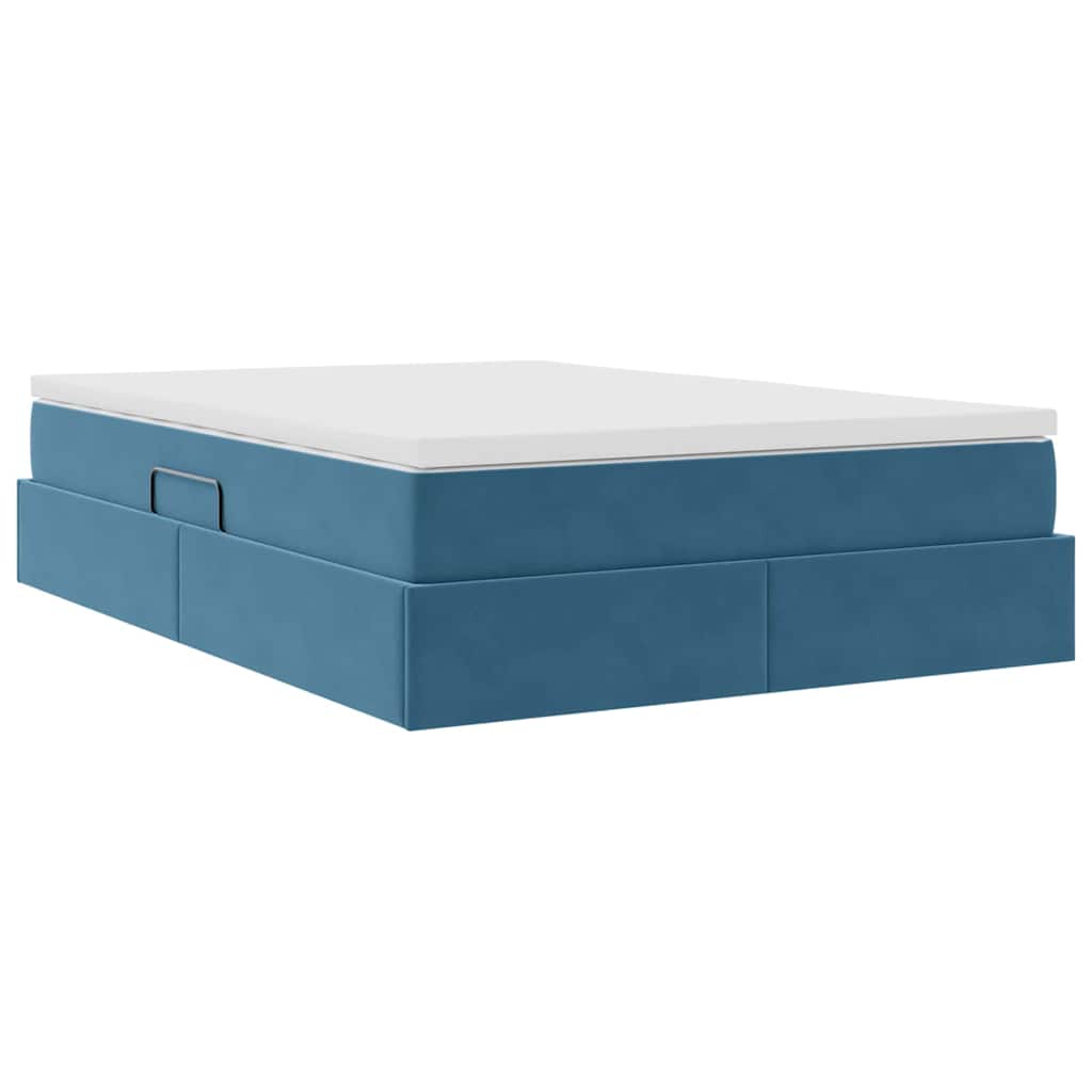 Letto con contenitore e materasso Blu Scuro 140 x 190 cm | homemem39