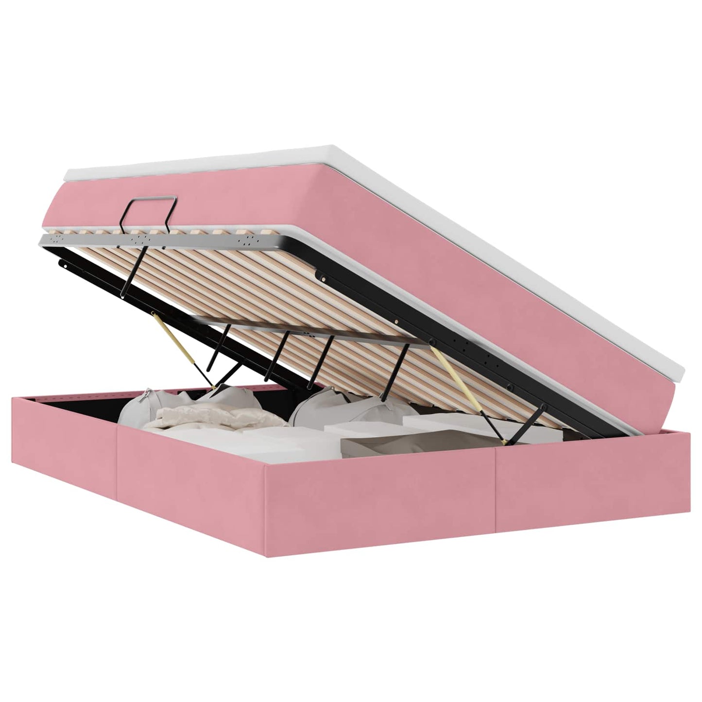 Letto con contenitore e materasso Rosa 140 x 190 cm Velluto | homemem39