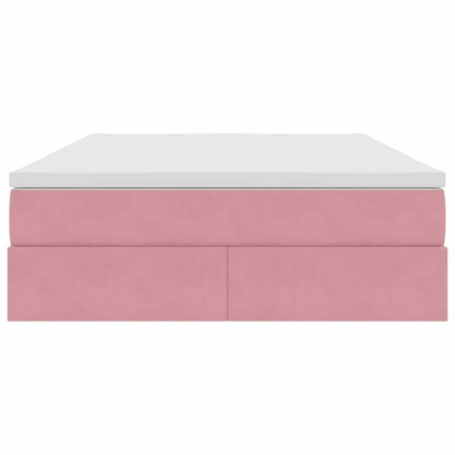 Letto con contenitore e materasso Rosa 140 x 190 cm Velluto | homemem39
