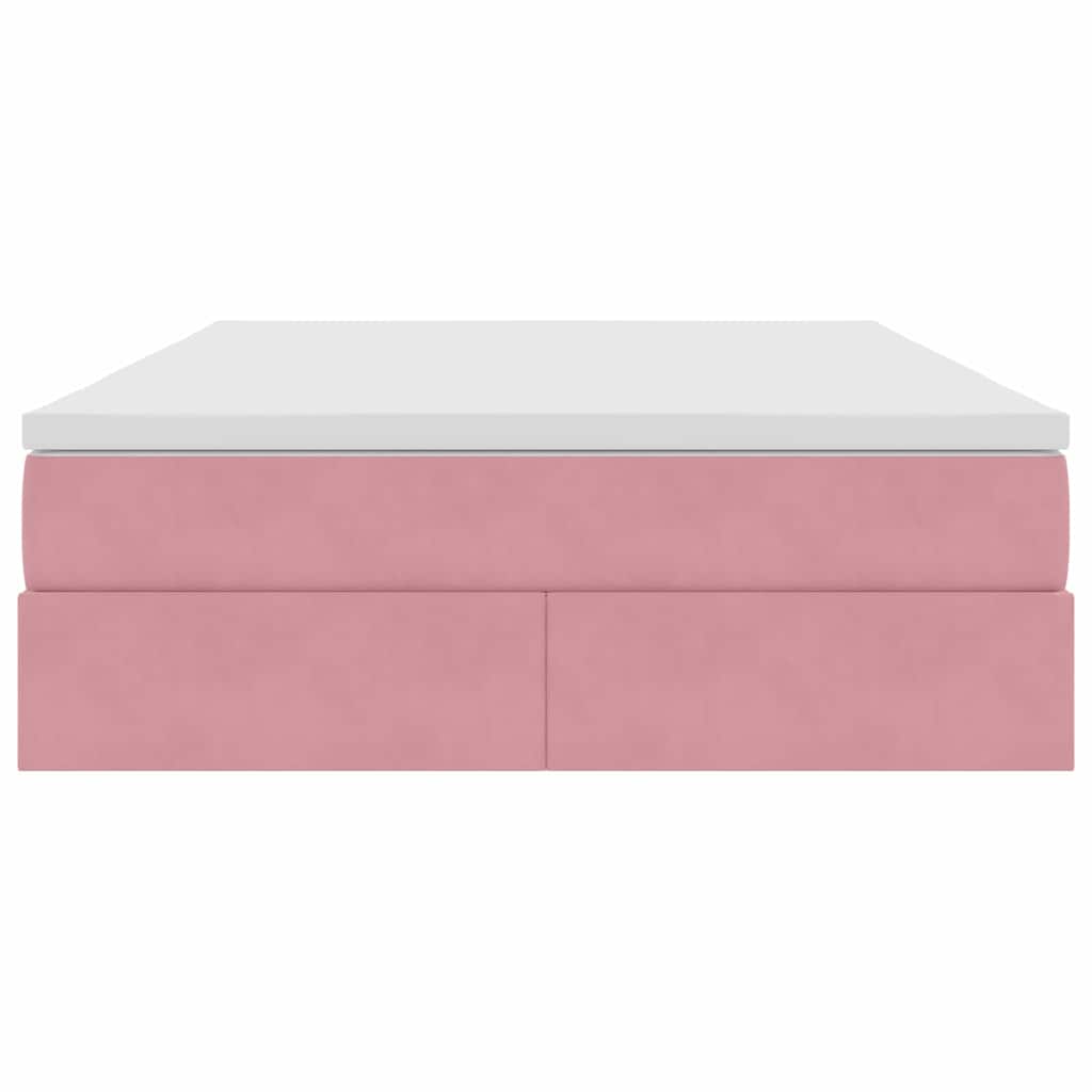 Letto con contenitore e materasso Rosa 140 x 190 cm Velluto