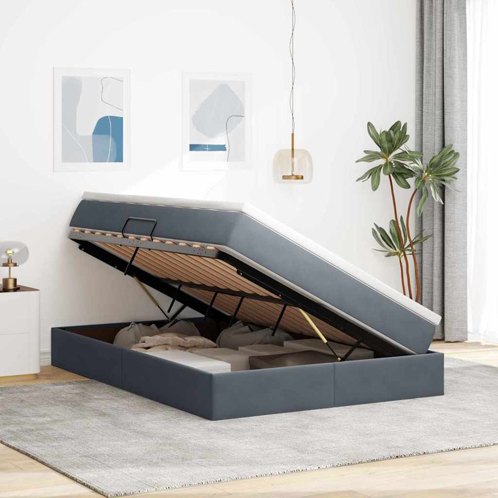 Letto con contenitore e materasso Grigio scuro 140 x 200 cm | homemem39
