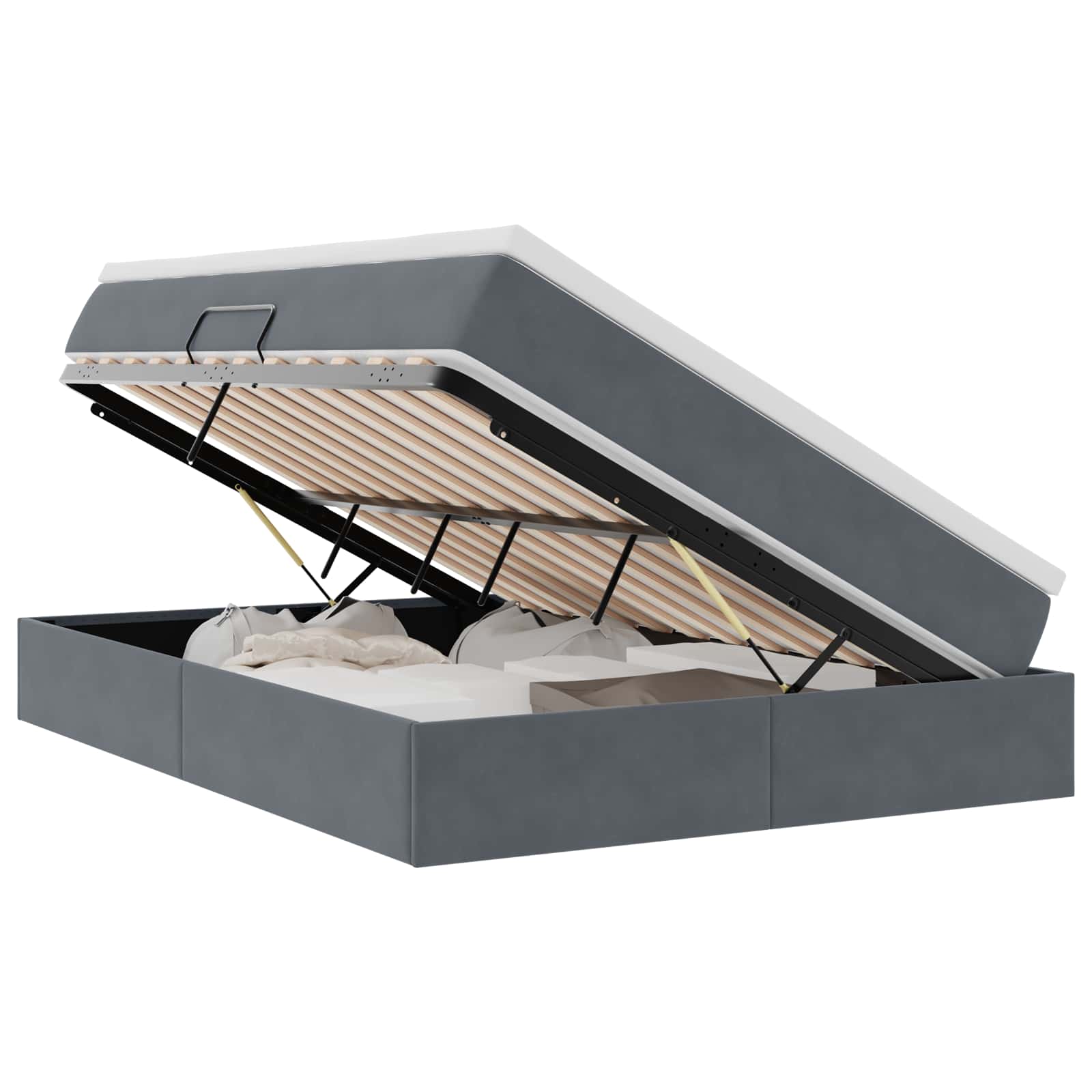 Letto con contenitore e materasso Grigio scuro 140 x 200 cm | homemem39