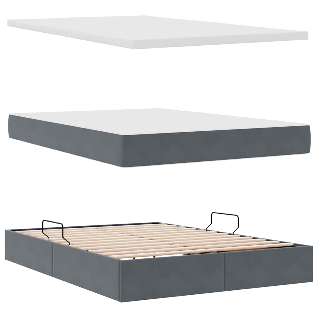 Letto con contenitore e materasso Grigio scuro 140 x 200 cm | homemem39