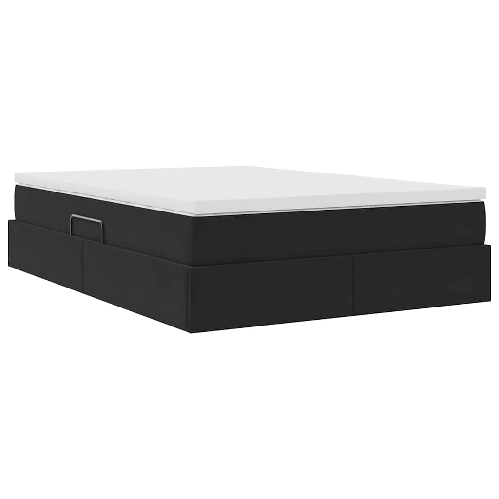 Letto con contenitore e materasso Nero 140 x 200 cm Velluto | homemem39
