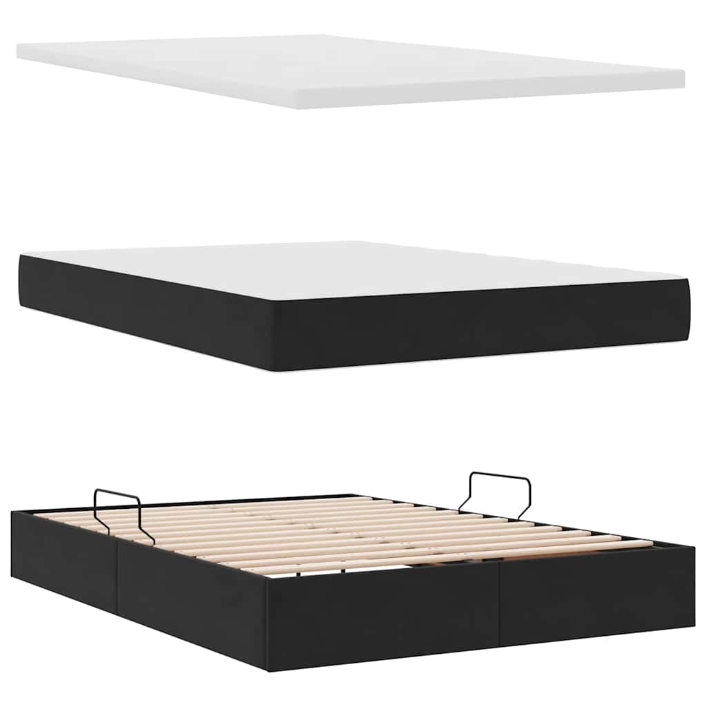 Letto con contenitore e materasso Nero 140 x 200 cm Velluto | homemem39
