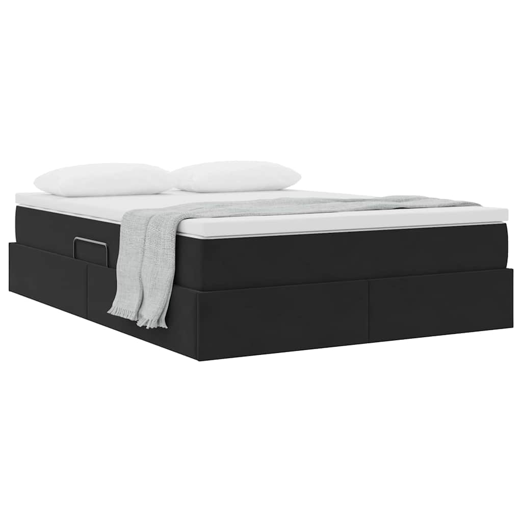 Letto con contenitore e materasso Nero 140 x 200 cm Velluto