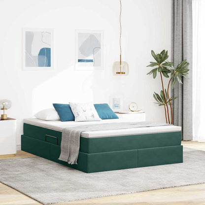 Letto con contenitore e materasso Verde Scuro 140 x 200 cm