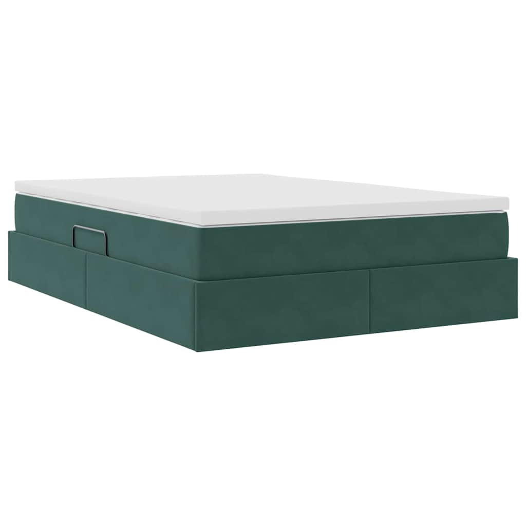 Letto con contenitore e materasso Verde Scuro 140 x 200 cm | homemem39