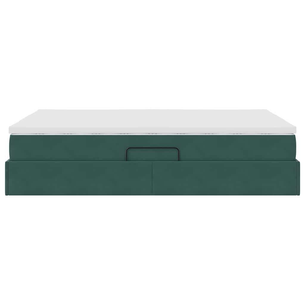 Letto con contenitore e materasso Verde Scuro 140 x 200 cm | homemem39