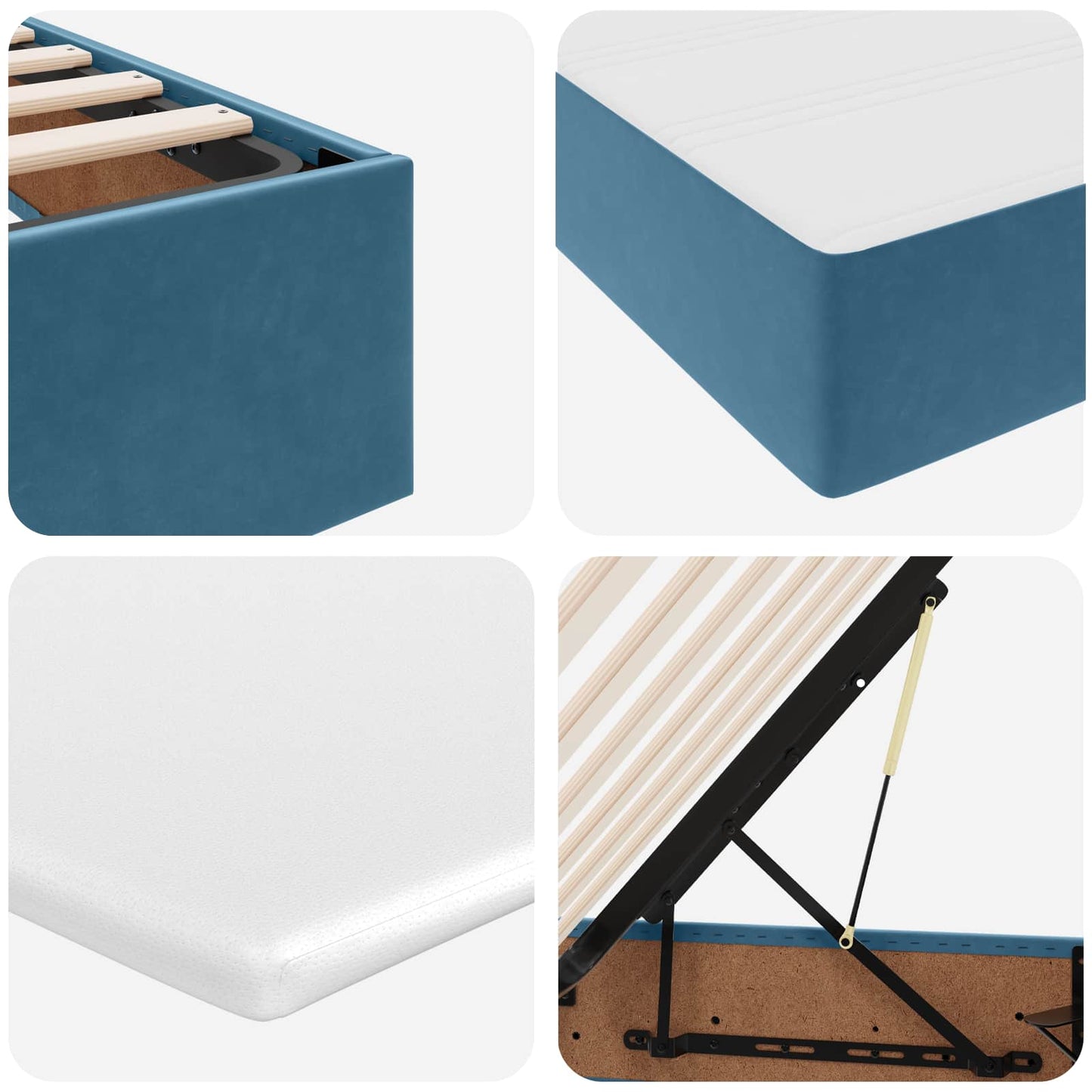 Letto con contenitore e materasso Blu Scuro 140 x 200 cm
