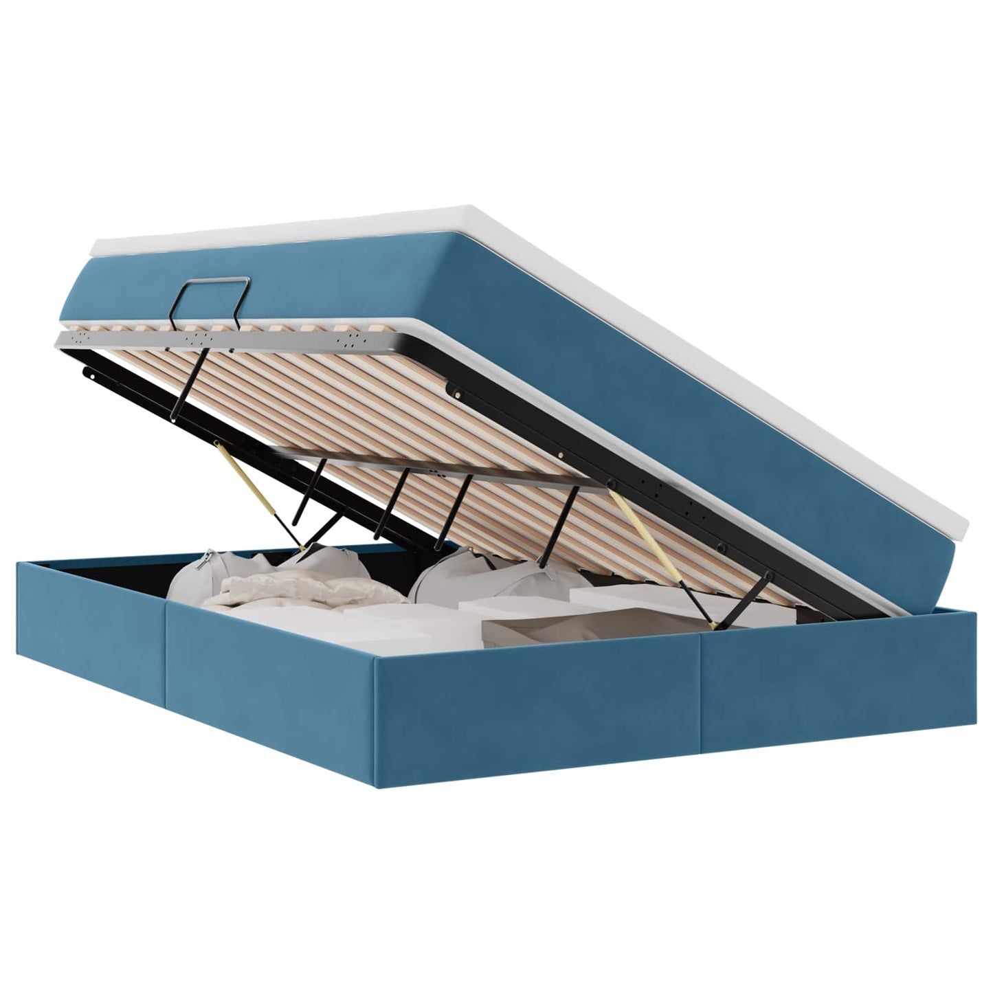 Letto con contenitore e materasso Blu Scuro 140 x 200 cm | homemem39