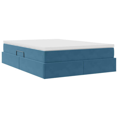 Letto con contenitore e materasso Blu Scuro 140 x 200 cm | homemem39