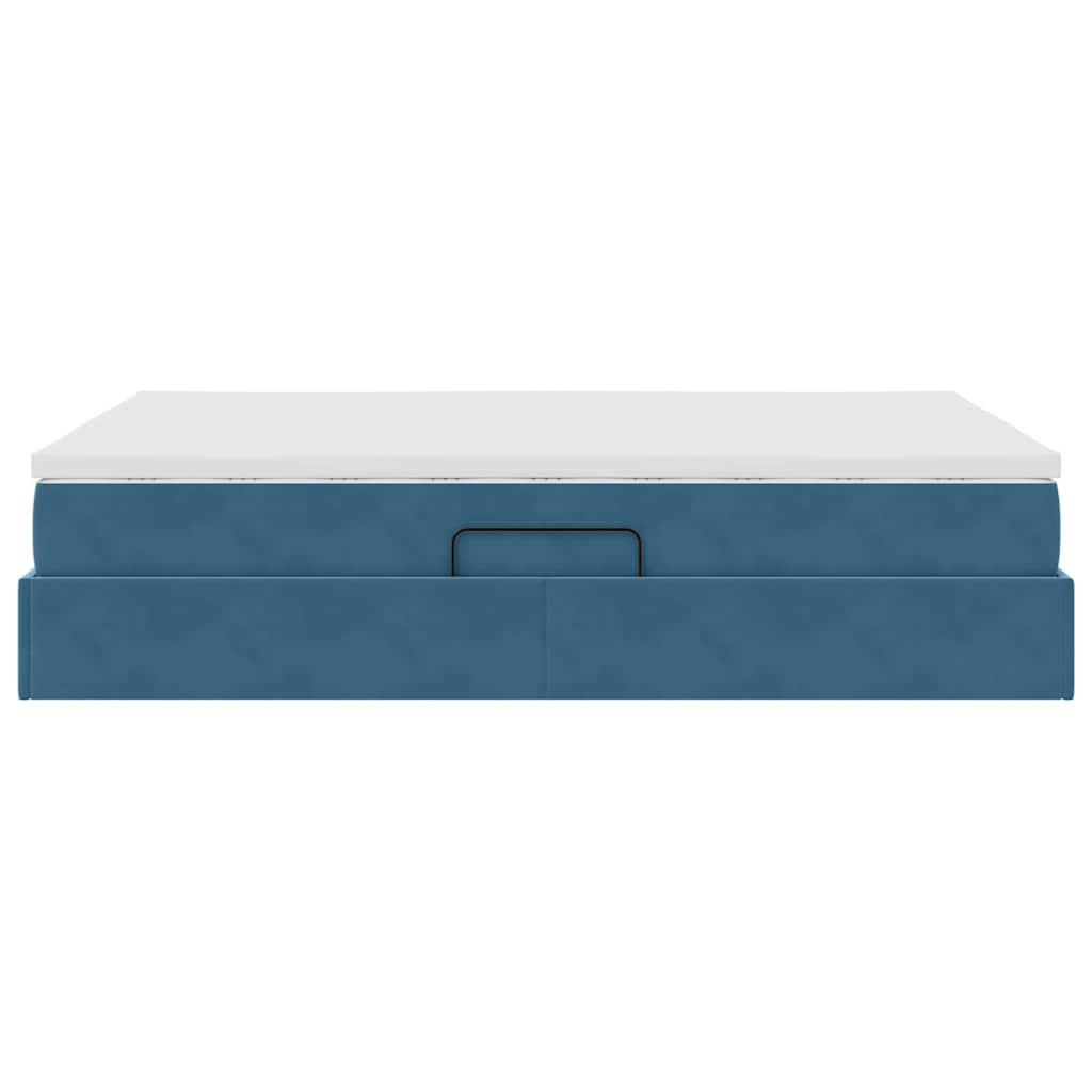 Letto con contenitore e materasso Blu Scuro 140 x 200 cm | homemem39