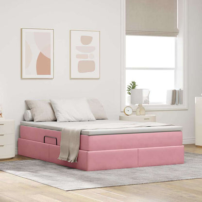 Letto con contenitore e materasso Rosa 140 x 200 cm Velluto | homemem39