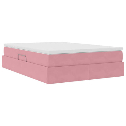 Letto con contenitore e materasso Rosa 140 x 200 cm Velluto | homemem39