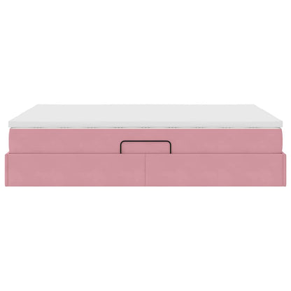 Letto con contenitore e materasso Rosa 140 x 200 cm Velluto | homemem39