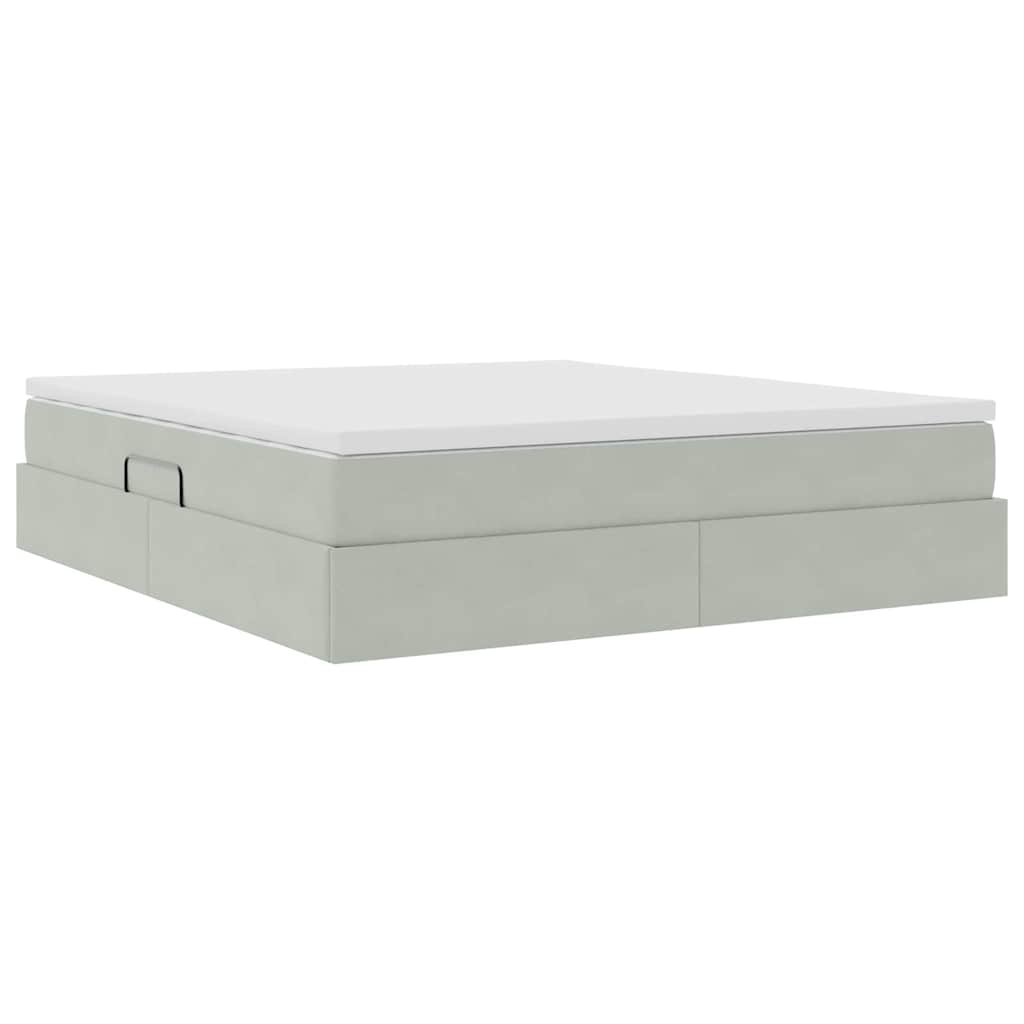 Letto con contenitore e materasso Grigio chiaro 160 x 200 cm | homemem39