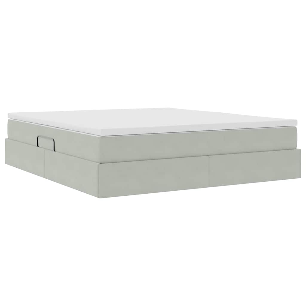 Letto con contenitore e materasso Grigio chiaro 160 x 200 cm | homemem39