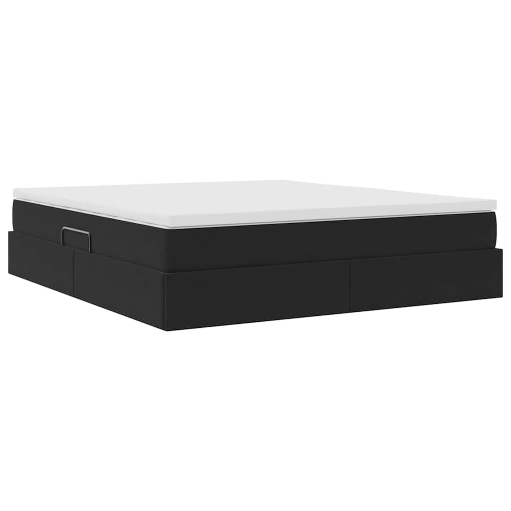 Letto con contenitore e materasso Nero 160 x 200 cm Velluto | homemem39