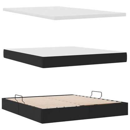 Letto con contenitore e materasso Nero 160 x 200 cm Velluto | homemem39