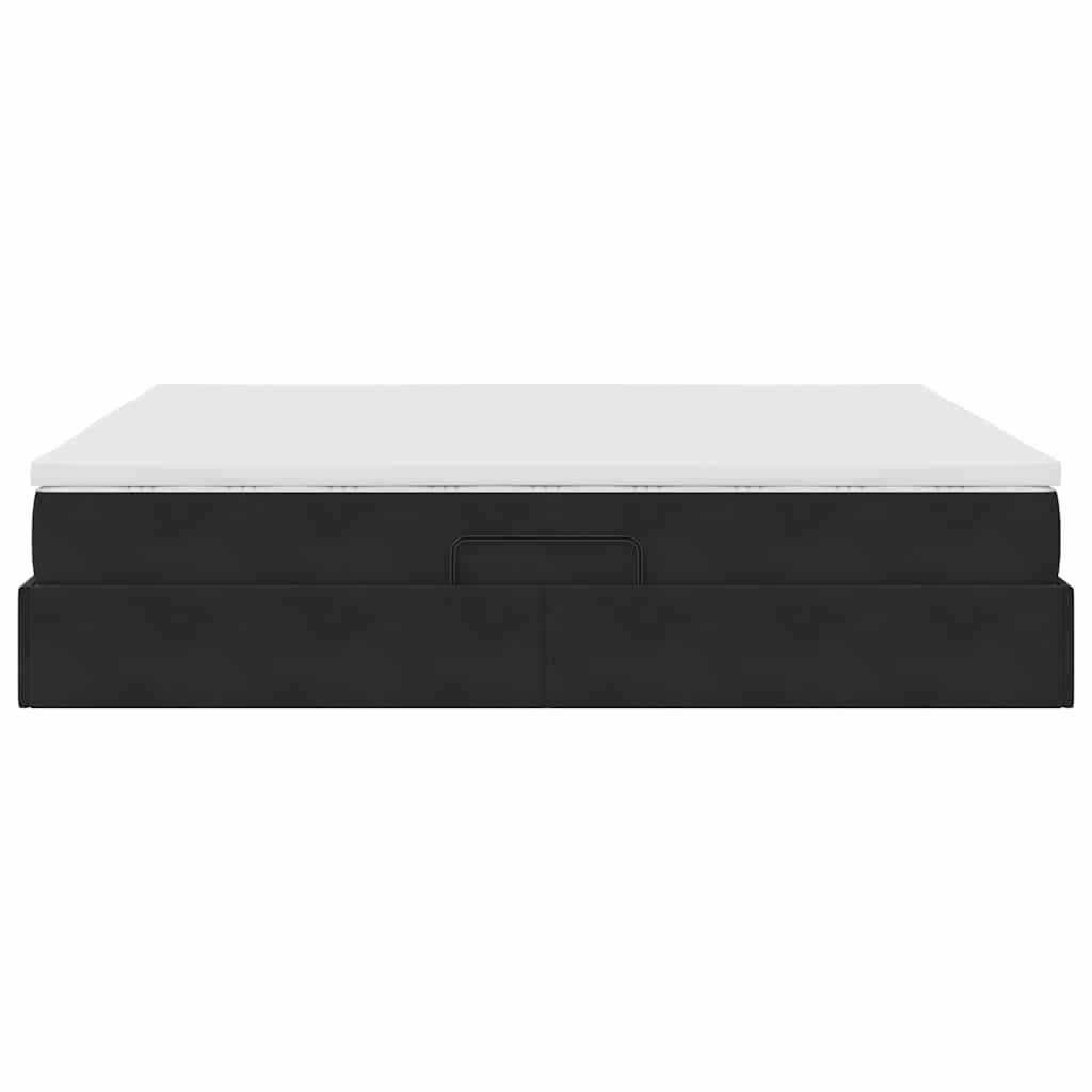 Letto con contenitore e materasso Nero 160 x 200 cm Velluto | homemem39