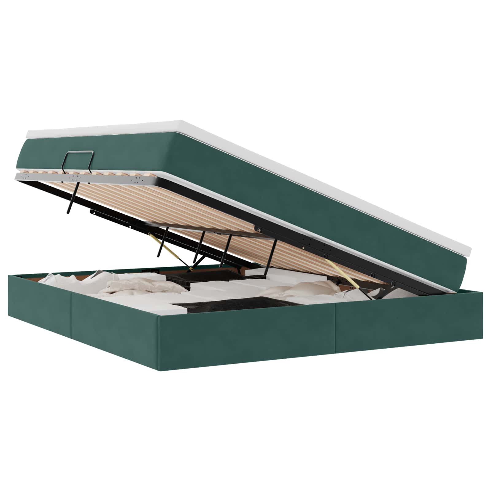 Letto con contenitore e materasso Verde Scuro 160 x 200 cm | homemem39