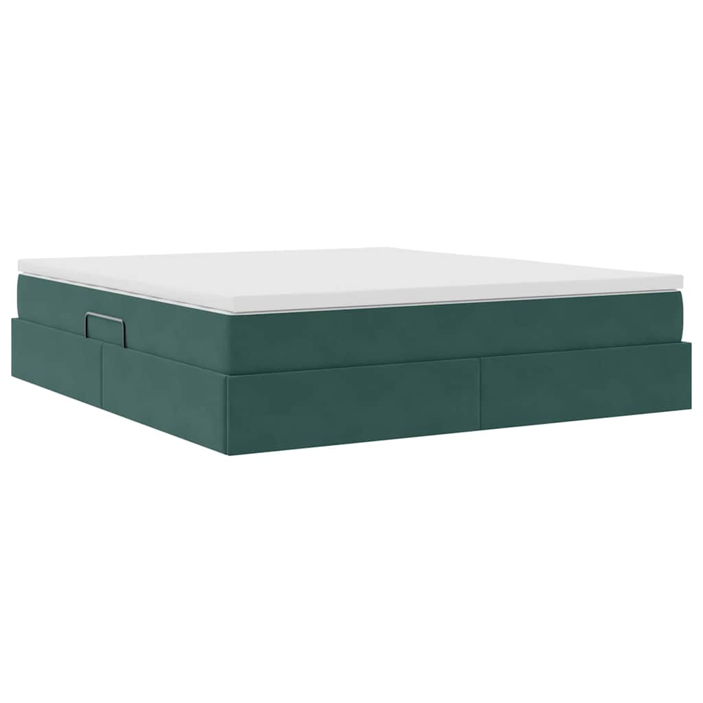 Letto con contenitore e materasso Verde Scuro 160 x 200 cm | homemem39
