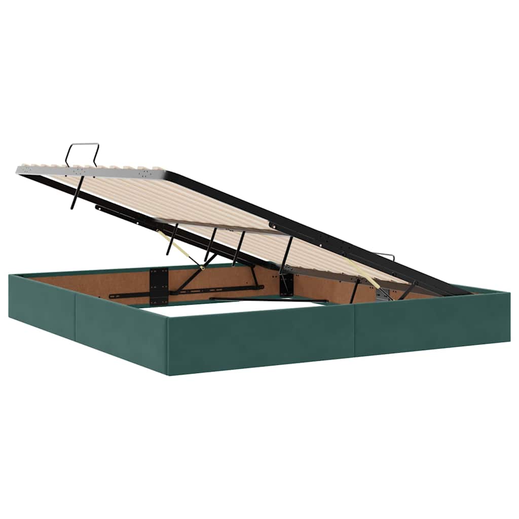 Letto con contenitore e materasso Verde Scuro 160 x 200 cm | homemem39