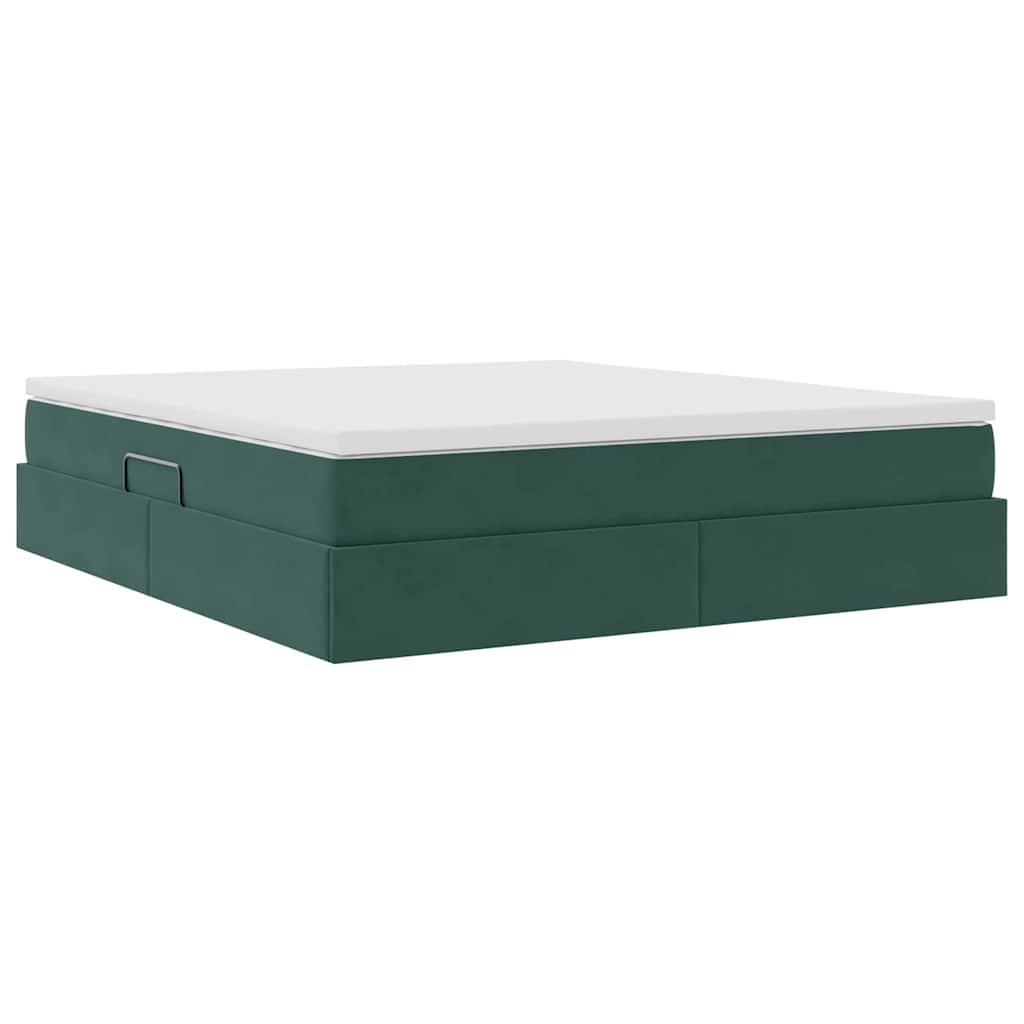 Letto con contenitore e materasso Verde Scuro 160 x 200 cm | homemem39