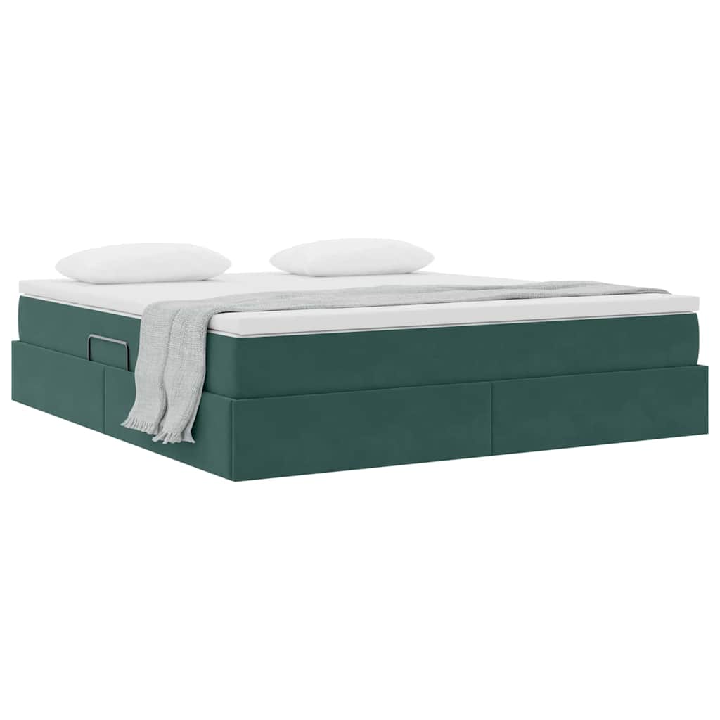 Letto con contenitore e materasso Verde Scuro 160 x 200 cm | homemem39