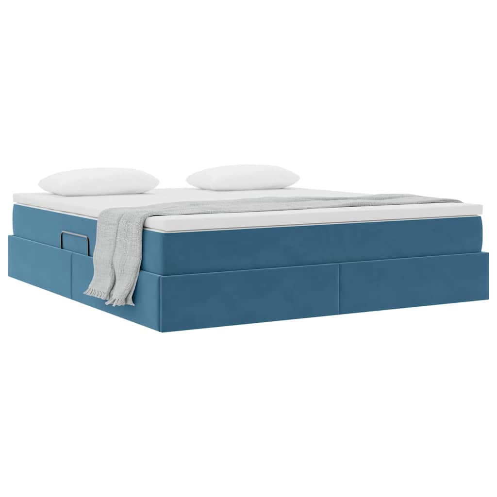 Letto con contenitore e materasso Blu Scuro 160 x 200 cm | homemem39