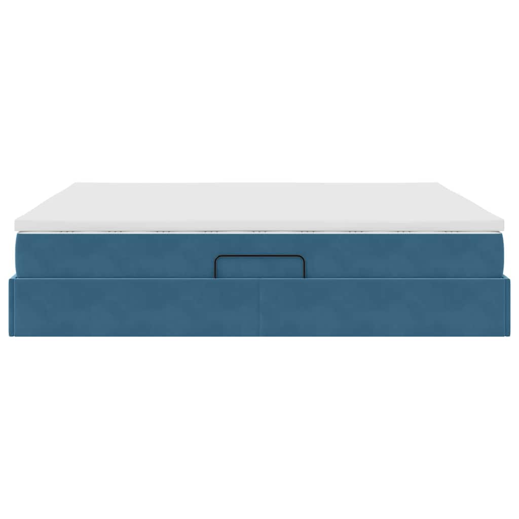 Letto con contenitore e materasso Blu Scuro 160 x 200 cm | homemem39